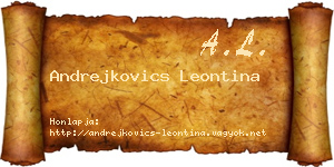 Andrejkovics Leontina névjegykártya
